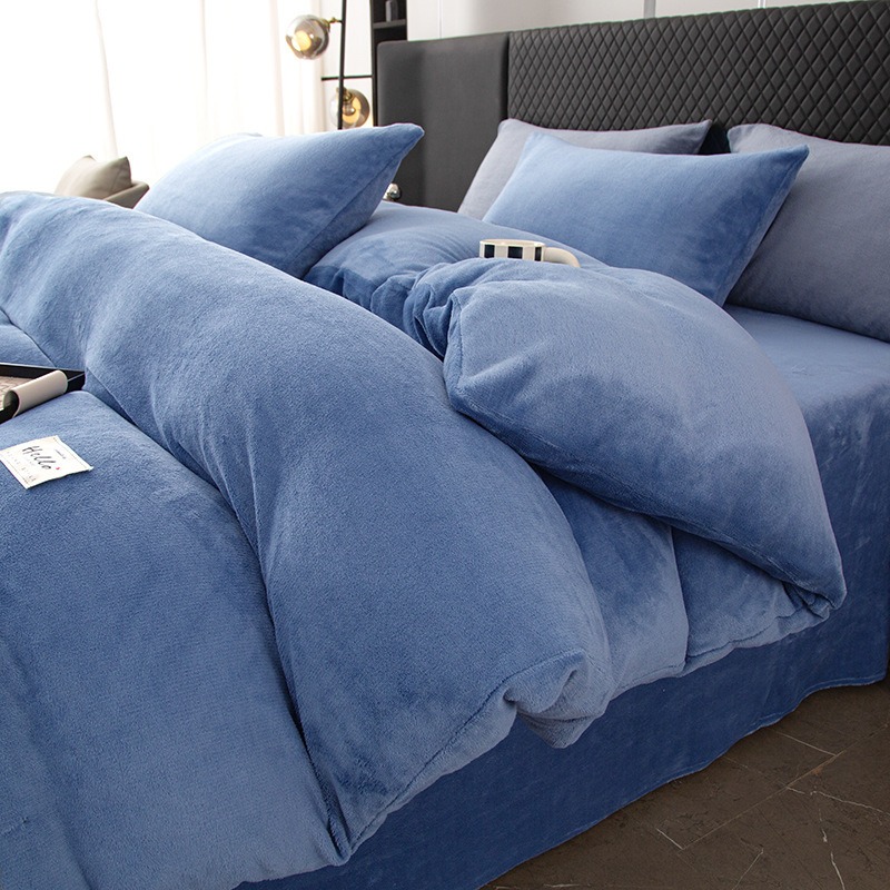 Linen Duvet Cover - Thickened Milk Velvet Four-Piece Bedding Set