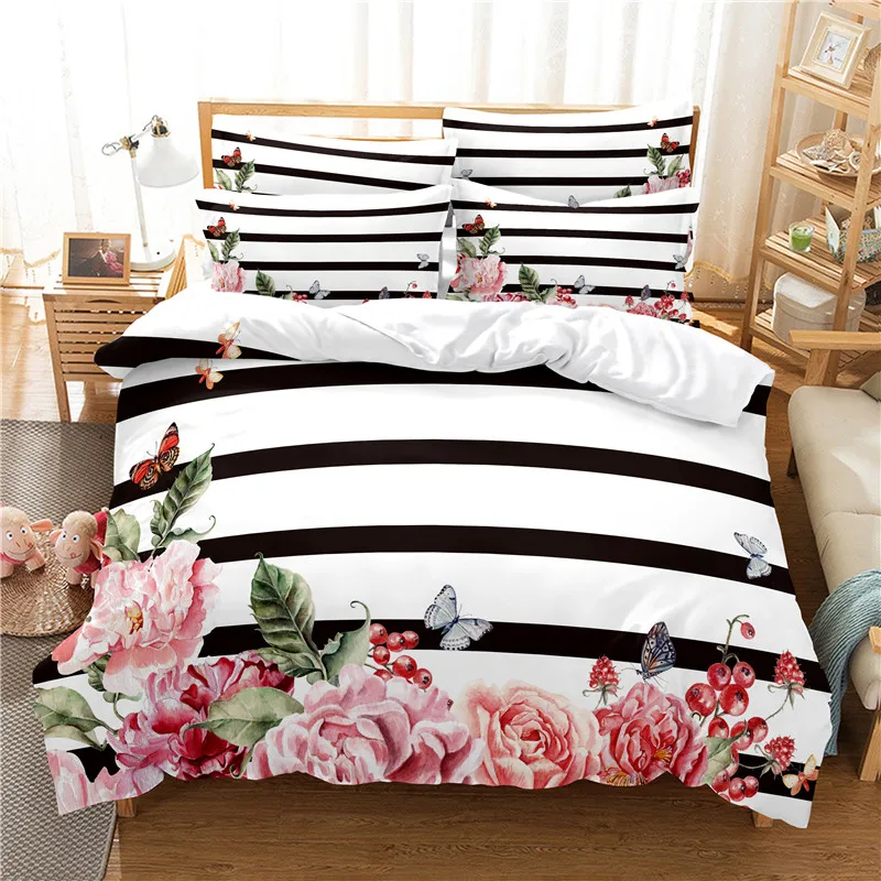 Flowers Bedding Set Duvet Cove - Linen Duvet Cover ulasan dan harga