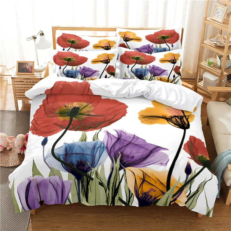 Flowers Bedding Set Duvet Cove - Linen Duvet Cover ulasan dan harga