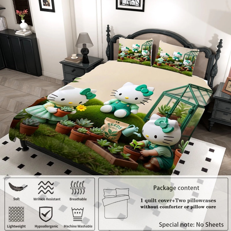 Cartoon Hello Kitty Duvet Cove - Linen Duvet Cover ulasan dan harga