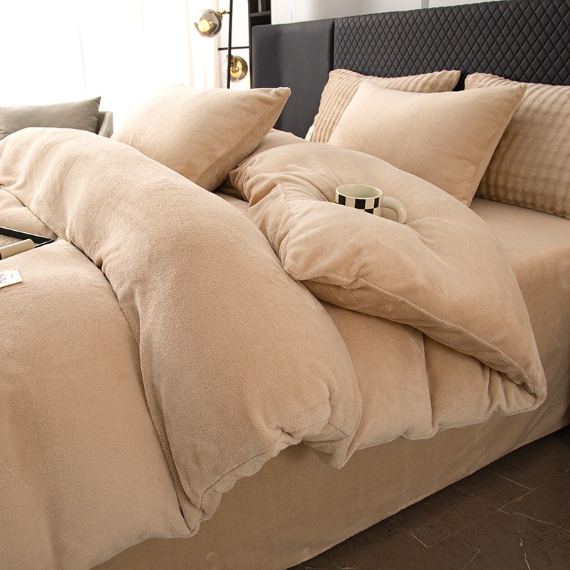 Thickened Milk Velvet Four-Pie - Linen Duvet Cover ulasan dan harga
