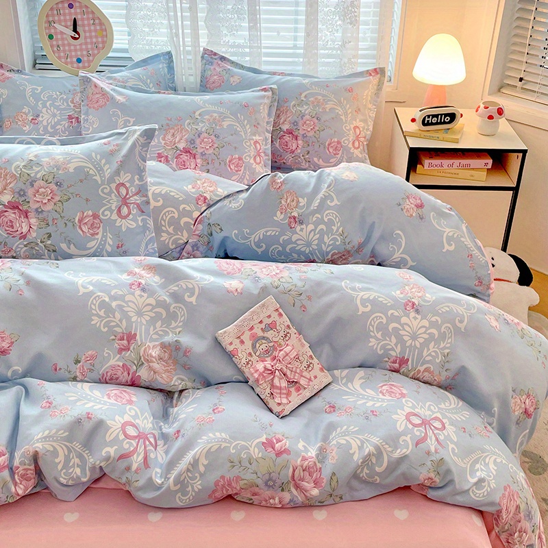 4pc Pastoral Bedding Set Soft  - Linen Duvet Cover ulasan dan harga