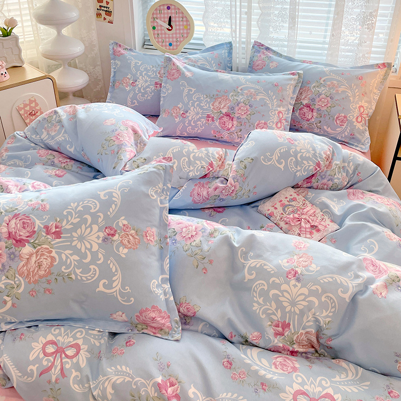4pc Pastoral Bedding Set Soft  - Linen Duvet Cover ulasan dan harga