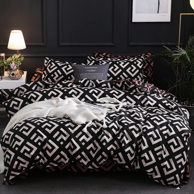 Luxury Black Bedding Comforter - Linen Duvet Cover ulasan dan harga