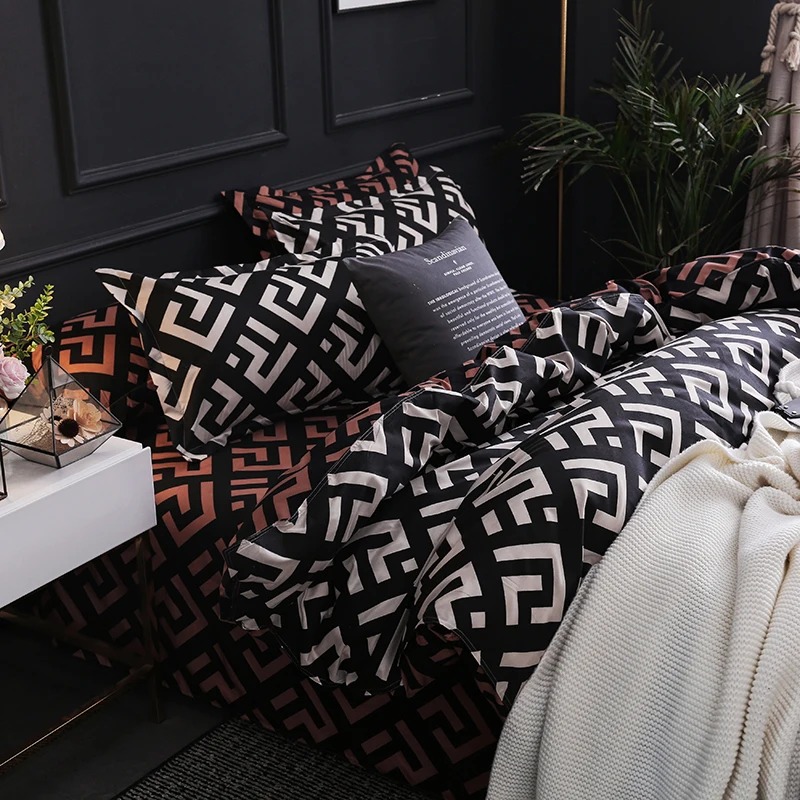 Luxury Black Bedding Comforter - Linen Duvet Cover ulasan dan harga