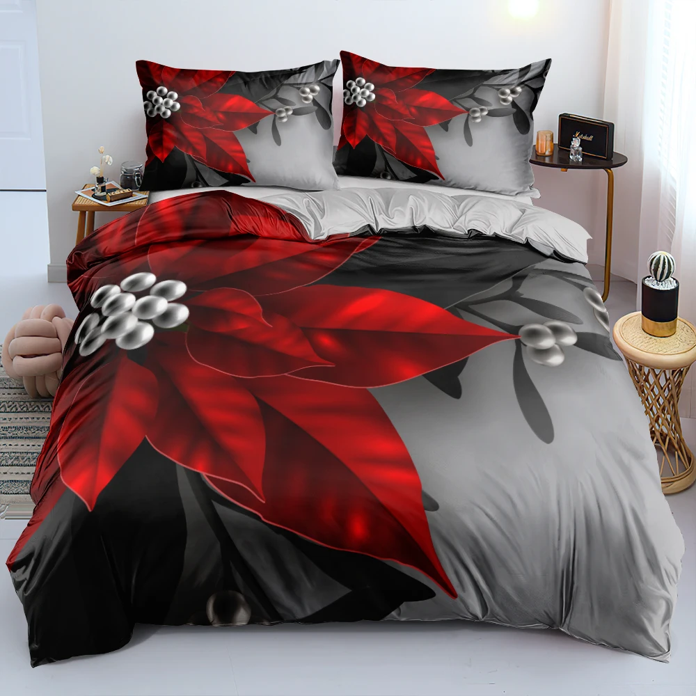 3D Floral Bedding Set Duvet/Qu - Linen Duvet Cover ulasan dan harga